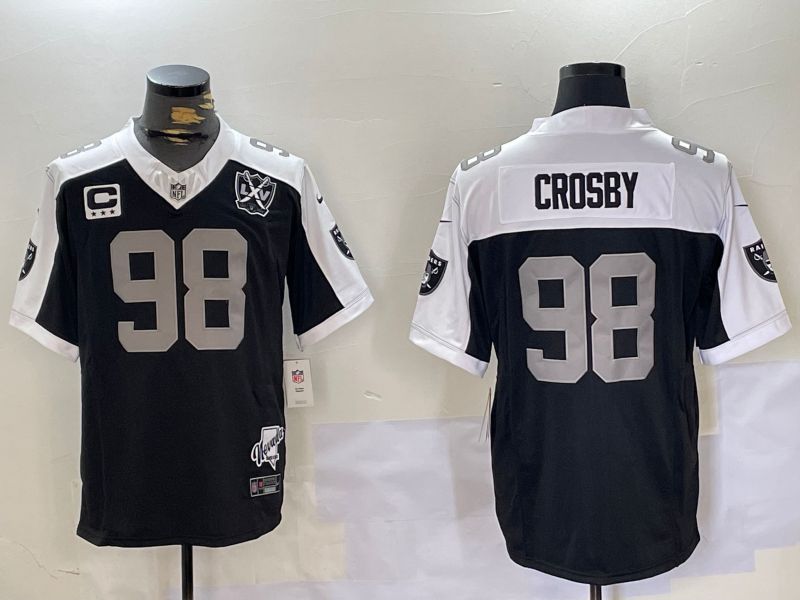 Men Oakland Raiders #98 Crosby Black Thanksgiving five generations 2024 Nike Limited NFL Jersey style 2